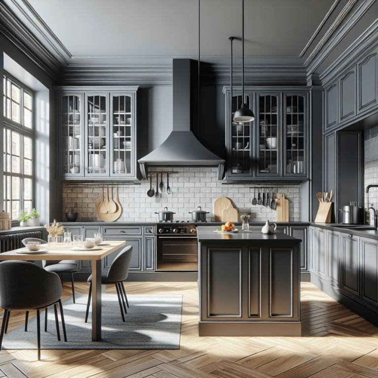 anthrazitfarbene Amerikanische Küche-Berlin-1