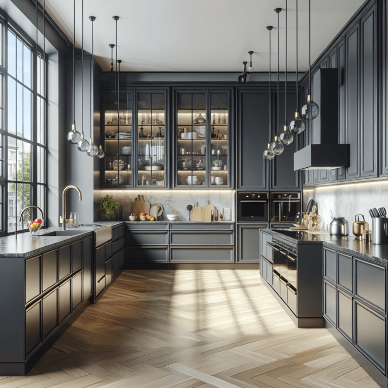 anthrazitfarbene Anrichte Küche-Berlin-1