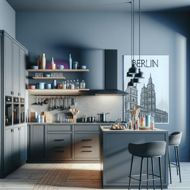 anthrazitfarbene Freistehende Küche-Berlin-1