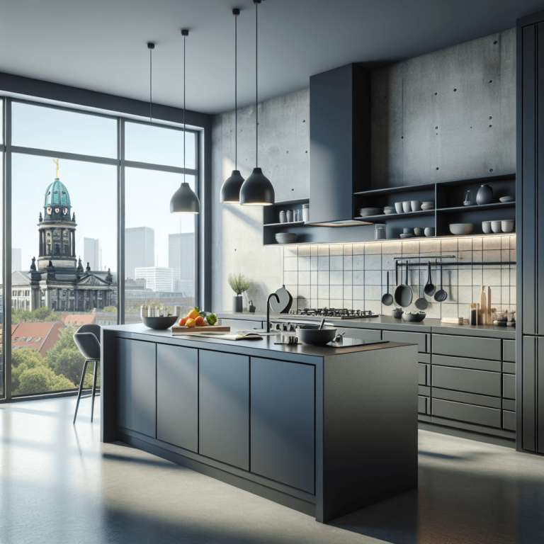 anthrazitfarbene einzeilige Küche-Berlin-1