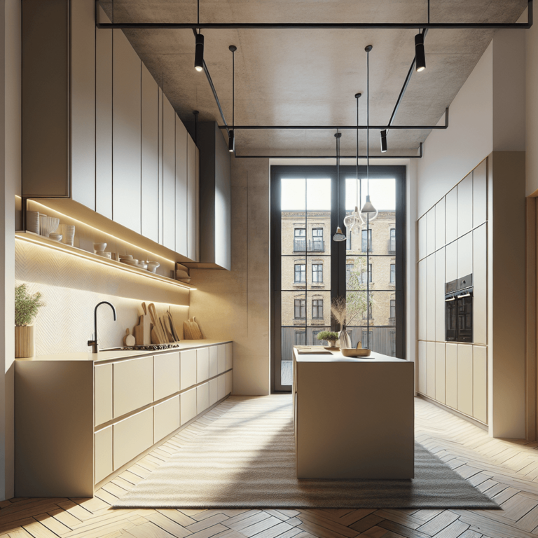 beige mehrzeilige Küche-Berlin-1