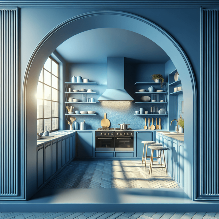 blaue Freistehende Küche-Berlin-1