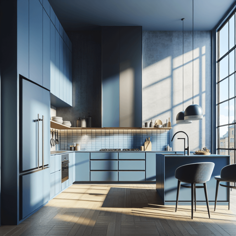 blaue einzeilige Küche-Berlin-1