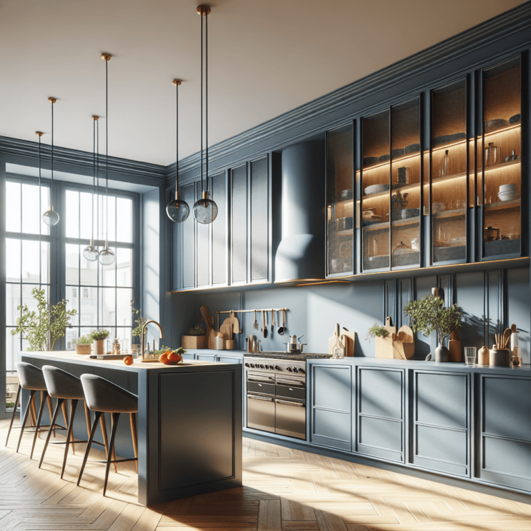 blaugraue Freistehende Küche-Berlin-1