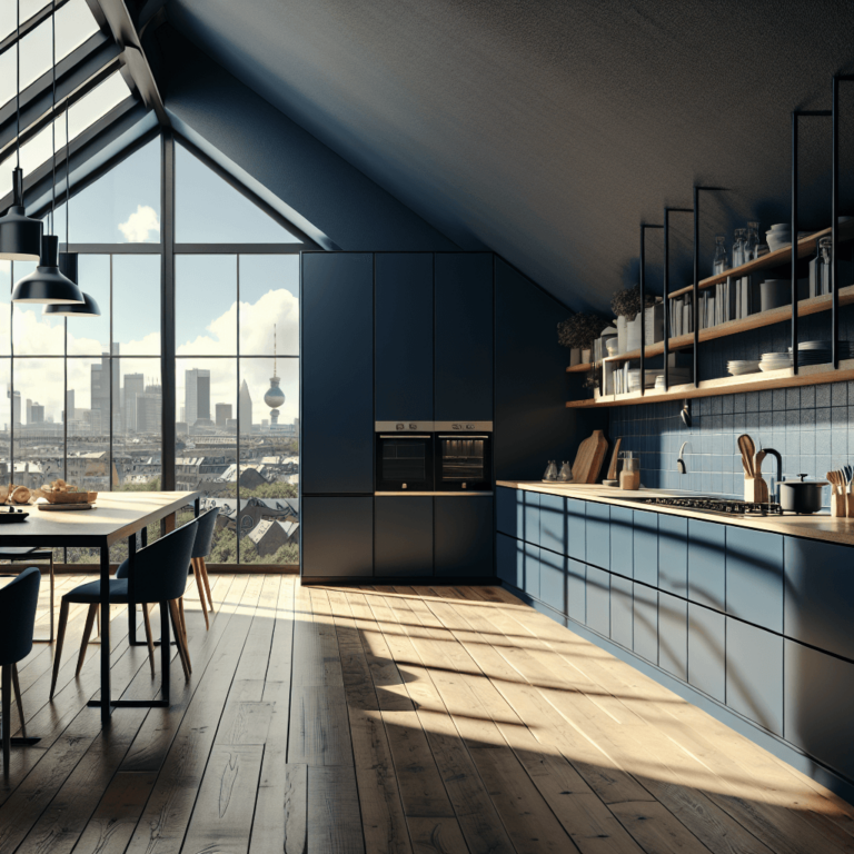 blaugraue Küche für Dachschräge-Berlin-1