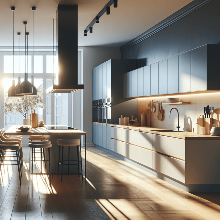 blaugraue Schwebende Küche-Berlin-1