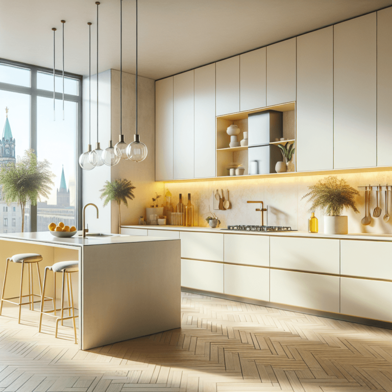 cremefarbene Freistehende Küche-Berlin-1