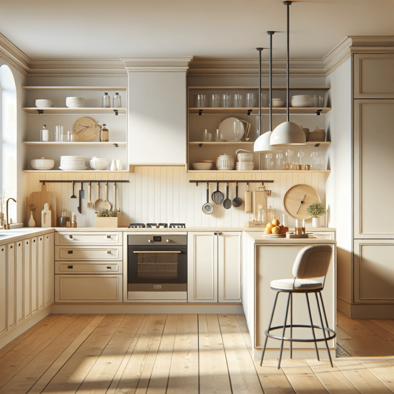 cremefarbene einzeilige Küche-Berlin-1