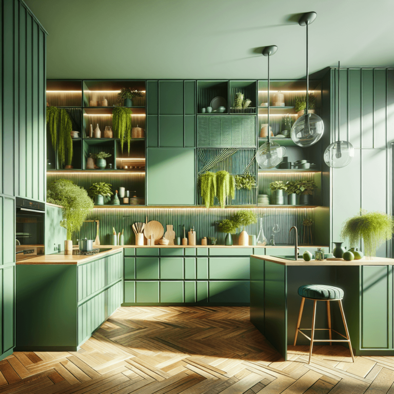 grüne mehrzeilige Küche-Berlin-1