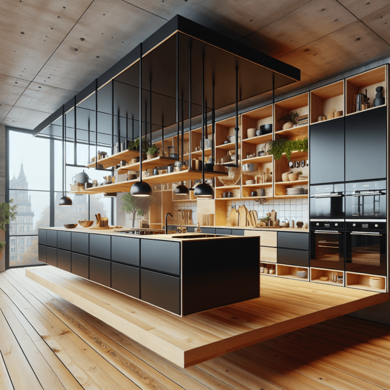 schwarze Schwebende Küche-Berlin-1