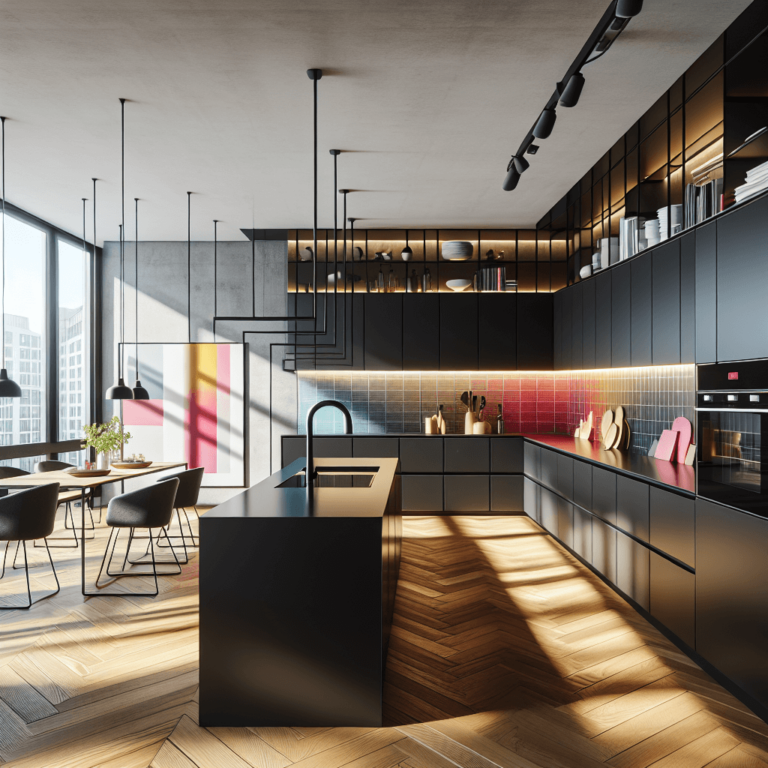 schwarze einzeilige Küche-Berlin-1