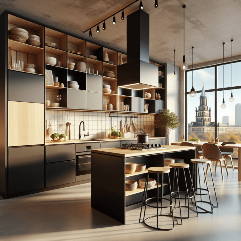 schwarze mehrzeilige Küche-Berlin-1